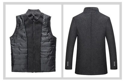 Winter Men Wool Jacket Slim Fit Thick Warm Coat Teal Simba
