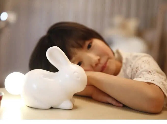 Rabbit Night Lamp With Piggy Bank Fuchsia Molly