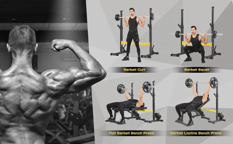 Squat Rack Stand Barbell Free Press Bench Home Gym Dumbbell Racks Teal Simba