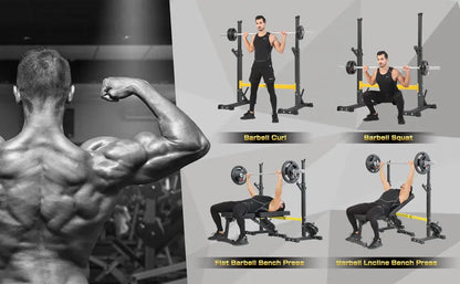 Squat Rack Stand Barbell Free Press Bench Home Gym Dumbbell Racks Teal Simba