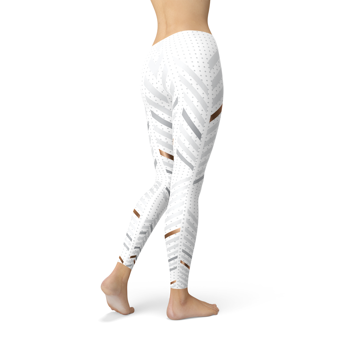 Womens White Stripes Leggings Maroon Sooty