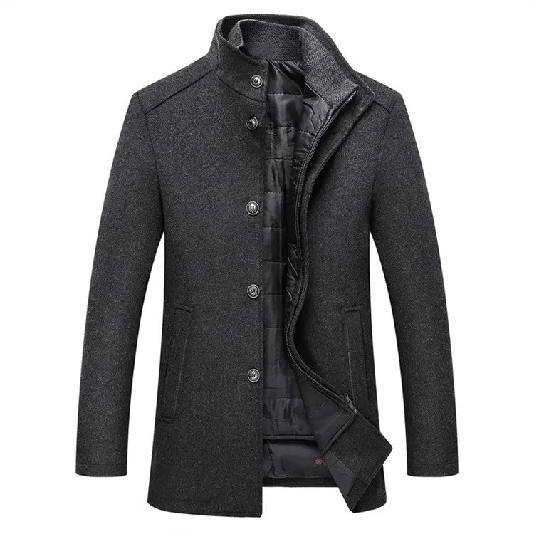 Winter Men Wool Jacket Slim Fit Thick Warm Coat Teal Simba