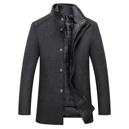 Winter Men Wool Jacket Slim Fit Thick Warm Coat Teal Simba