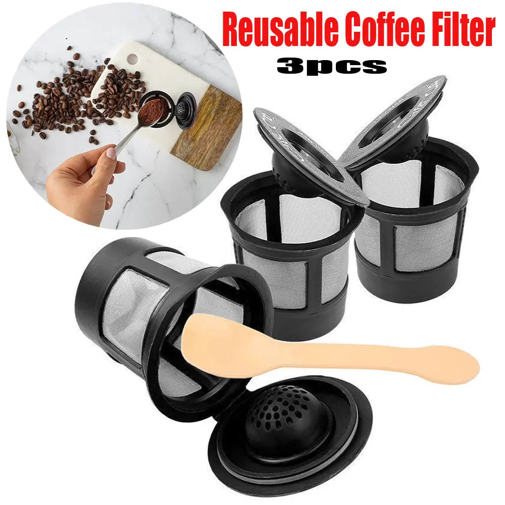 3pcs Reusable Coffee Filter Pod with Spoon Teal Simba