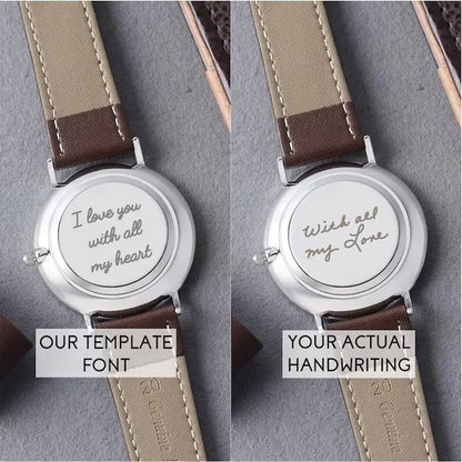 Handwriting Gifts for Groom, Engraved Watch for Men Green Millie
