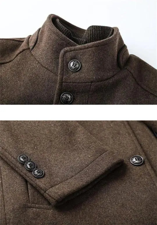 Winter Men Wool Jacket Slim Fit Thick Warm Coat Teal Simba