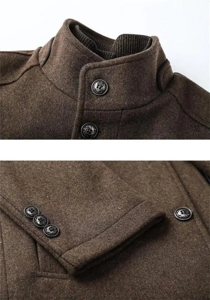 Winter Men Wool Jacket Slim Fit Thick Warm Coat Teal Simba
