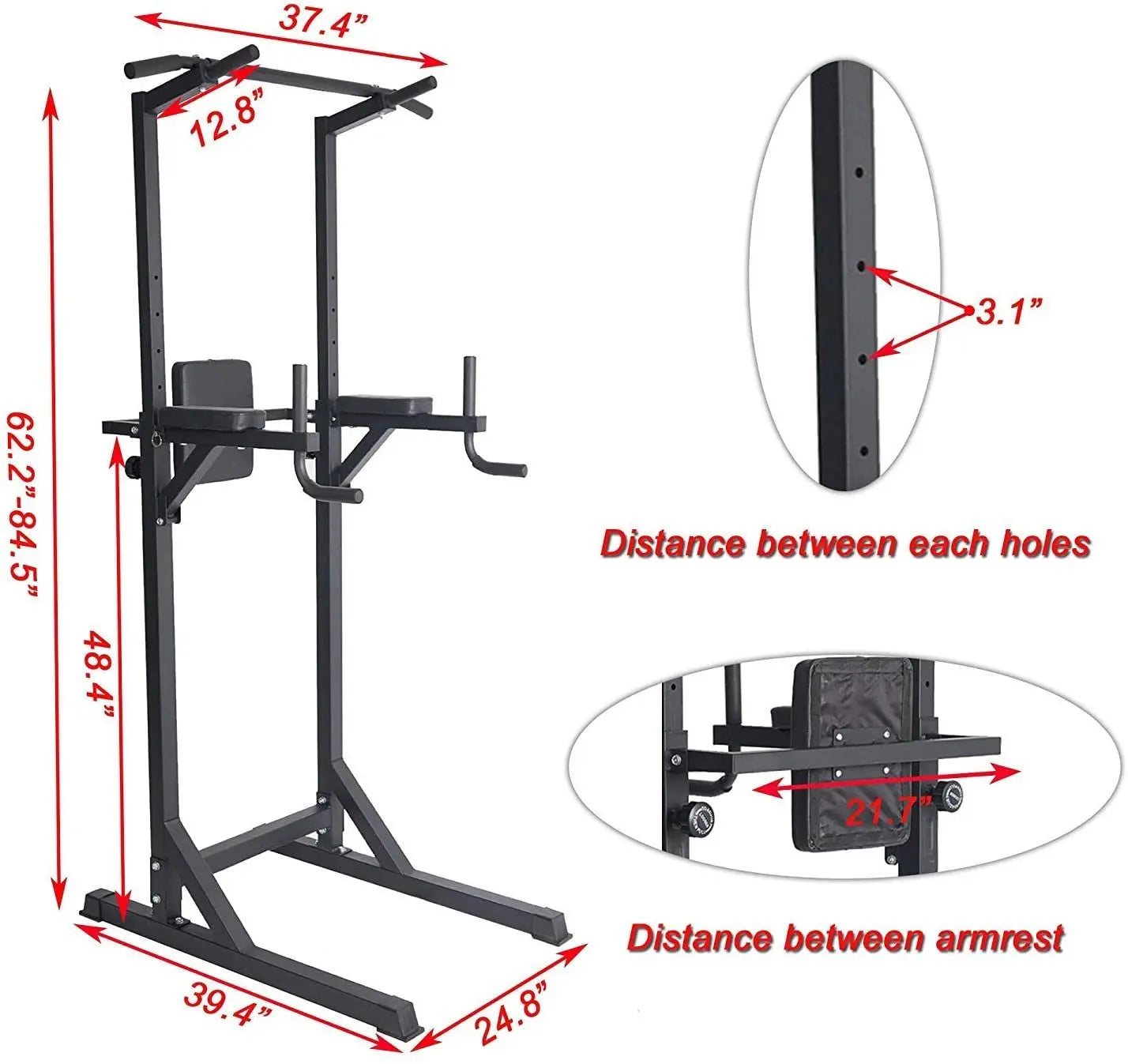 Power Tower Pull Up Strength Training Dip Stand Workout Station Teal Simba