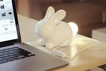 Rabbit Night Lamp With Piggy Bank Fuchsia Molly