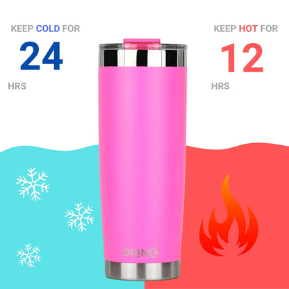 DRINCO®  20oz Insulated Tumbler Spill Proof Lid 2 Straws(Island Pink) Orchid Lavender