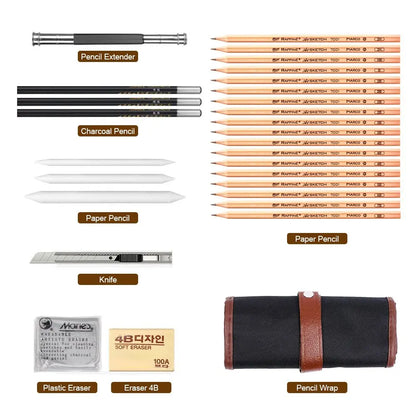 Pen Charcoal Sketch Set Sketching Pencil Set Teal Simba