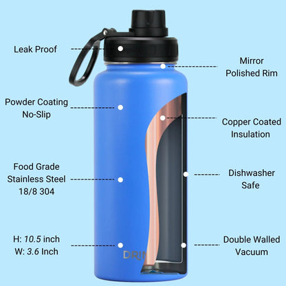 DRINCO® 32oz Stainless Steel Water Bottle - Royal Blue Orchid Lavender