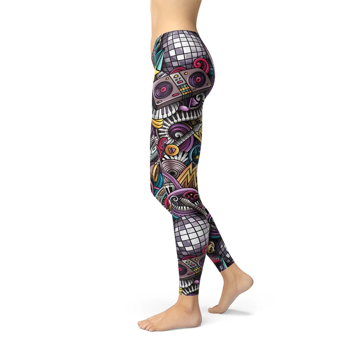 Womens Grunge Rock n Roll Leggings Maroon Sooty