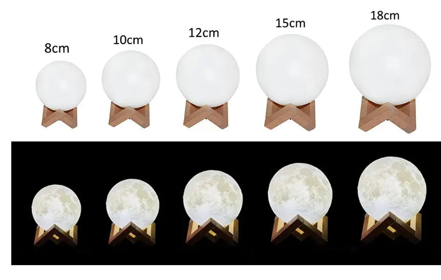 Touch Switch 3D Print Rechargeable Moon Lamp LED Night Light Teal Simba