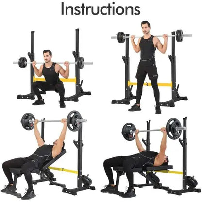 Squat Rack Stand Barbell Free Press Bench Home Gym Dumbbell Racks Teal Simba
