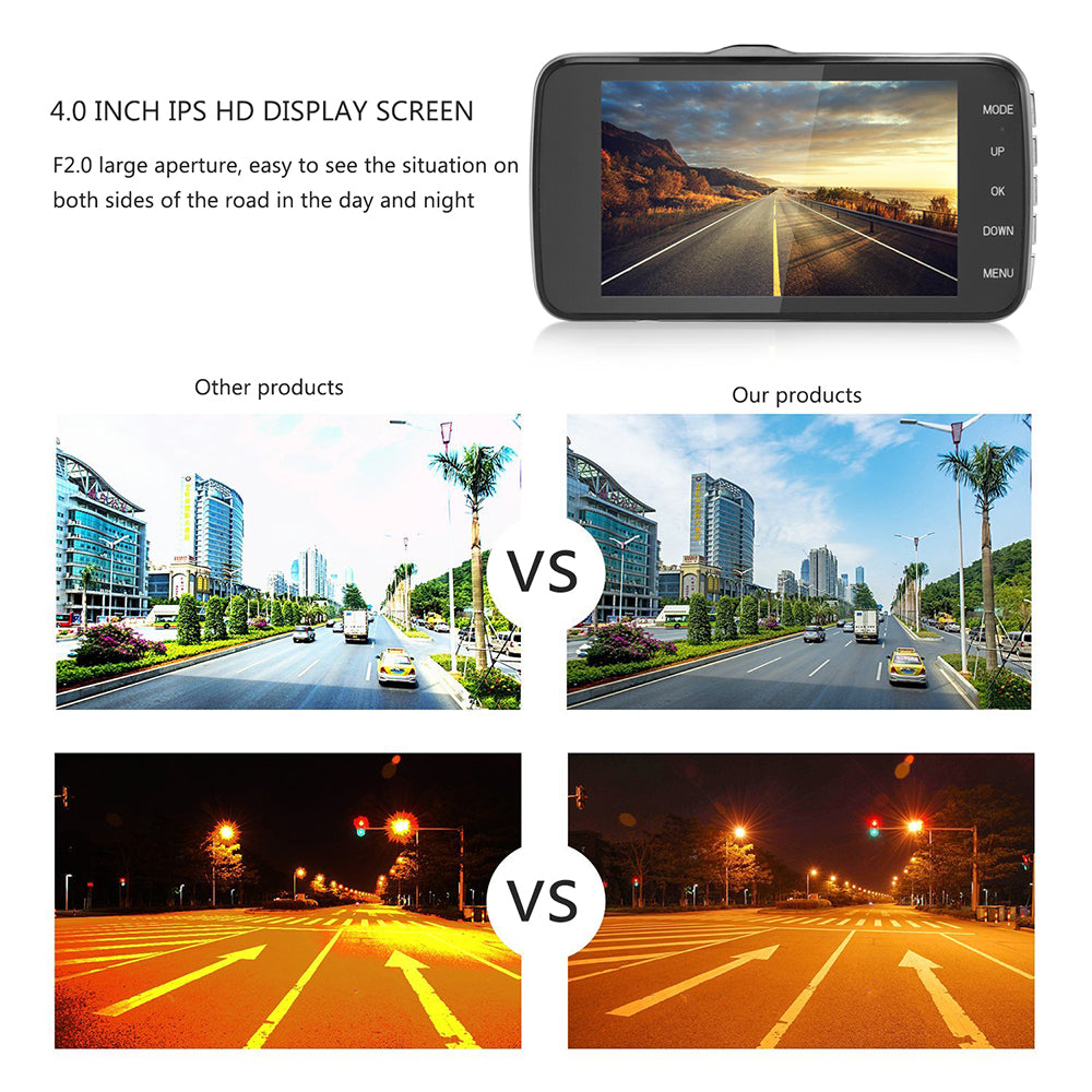 4&quot; Dual Lens 1080P FHD 1.0MP Dash Camera Car DVR Teal Simba