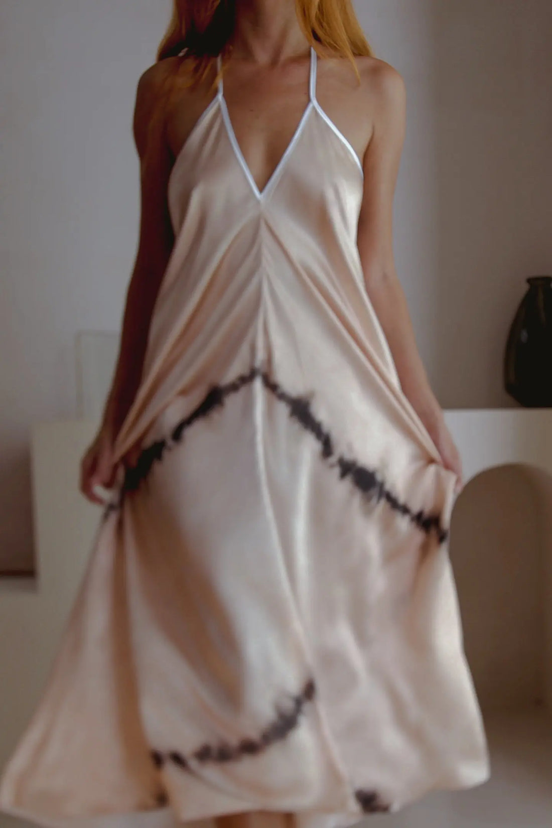 Altair Silk Halter Dress in Shibori Violet Apollo