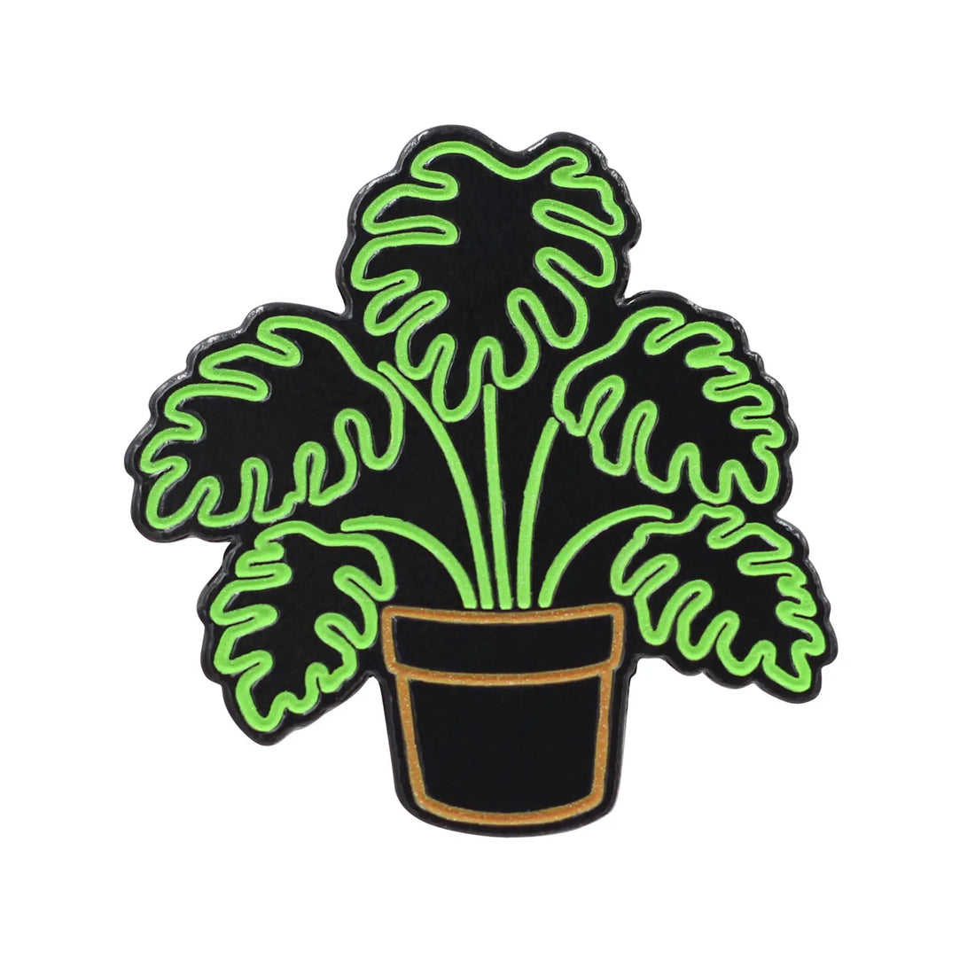 Neon Monstera – Glow-in-the-Dark Plant Enamel Pin Fuchsia Thrace