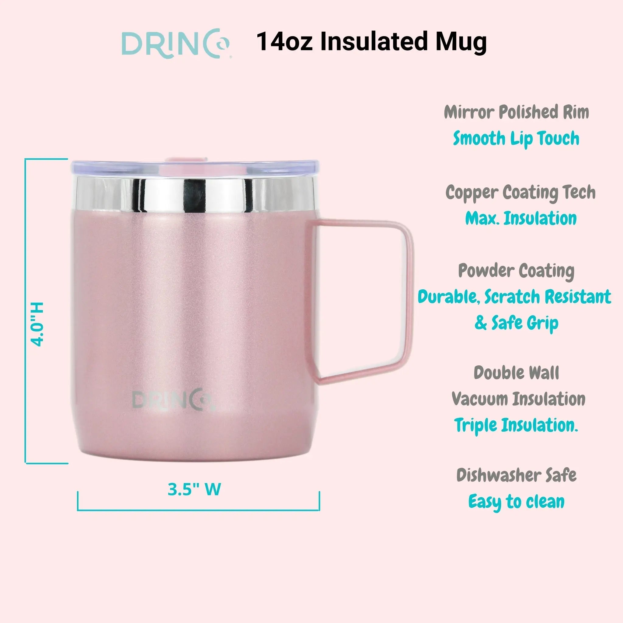 DRINCO® 14 oz Coffee Mug Vacuum Insulated Camping Mug Double Wall Orchid Lavender