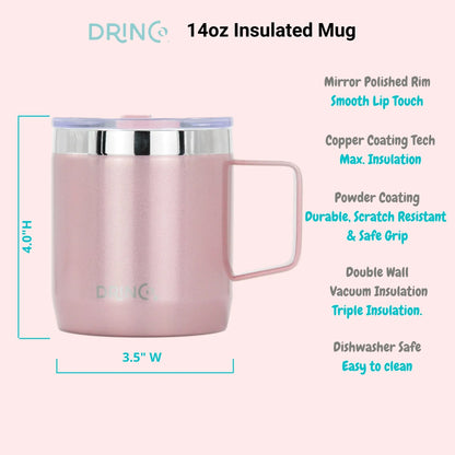DRINCO® 14 oz Coffee Mug Vacuum Insulated Camping Mug Double Wall Orchid Lavender