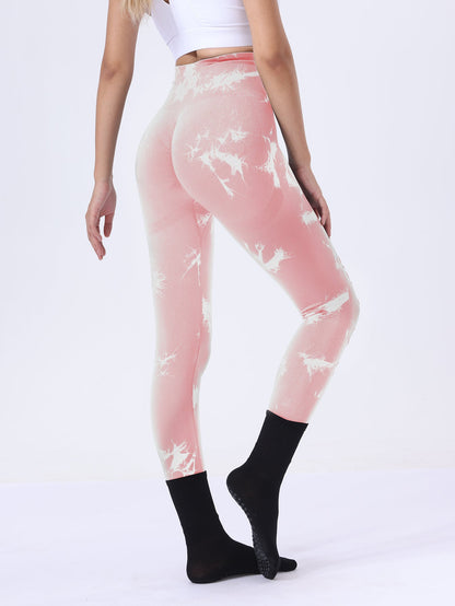 Adorex 4 Pack Tie-dye Workout Leggings For Women High Waist Seamless Scrunch Butt Lifting Gym Yoga Pants Elastic Pants Pink Lucy