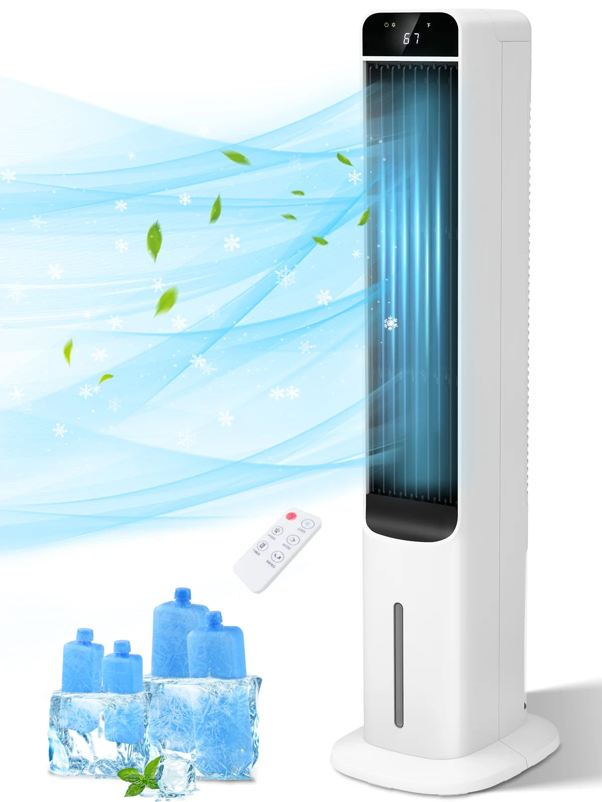 40&quot; Evaporative Air Cooler Portable Tower Cooling Fan  Oscillating Swamp Cooler, White