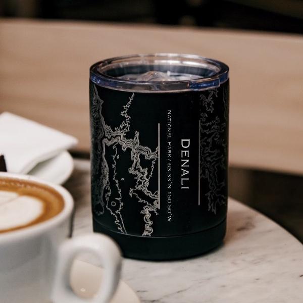 Denali National Park - Alaska Map Insulated Cup in Matte Black Cyan Castor