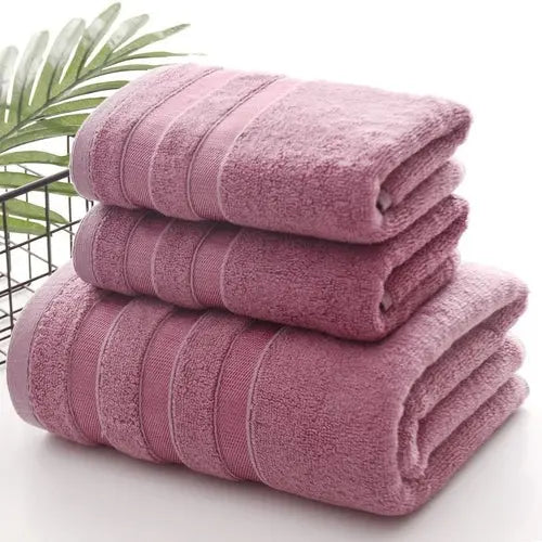 Linen Bath Towel Set 3 Pieces Soft and Absorbent;  Premium Quality Crimson Medea