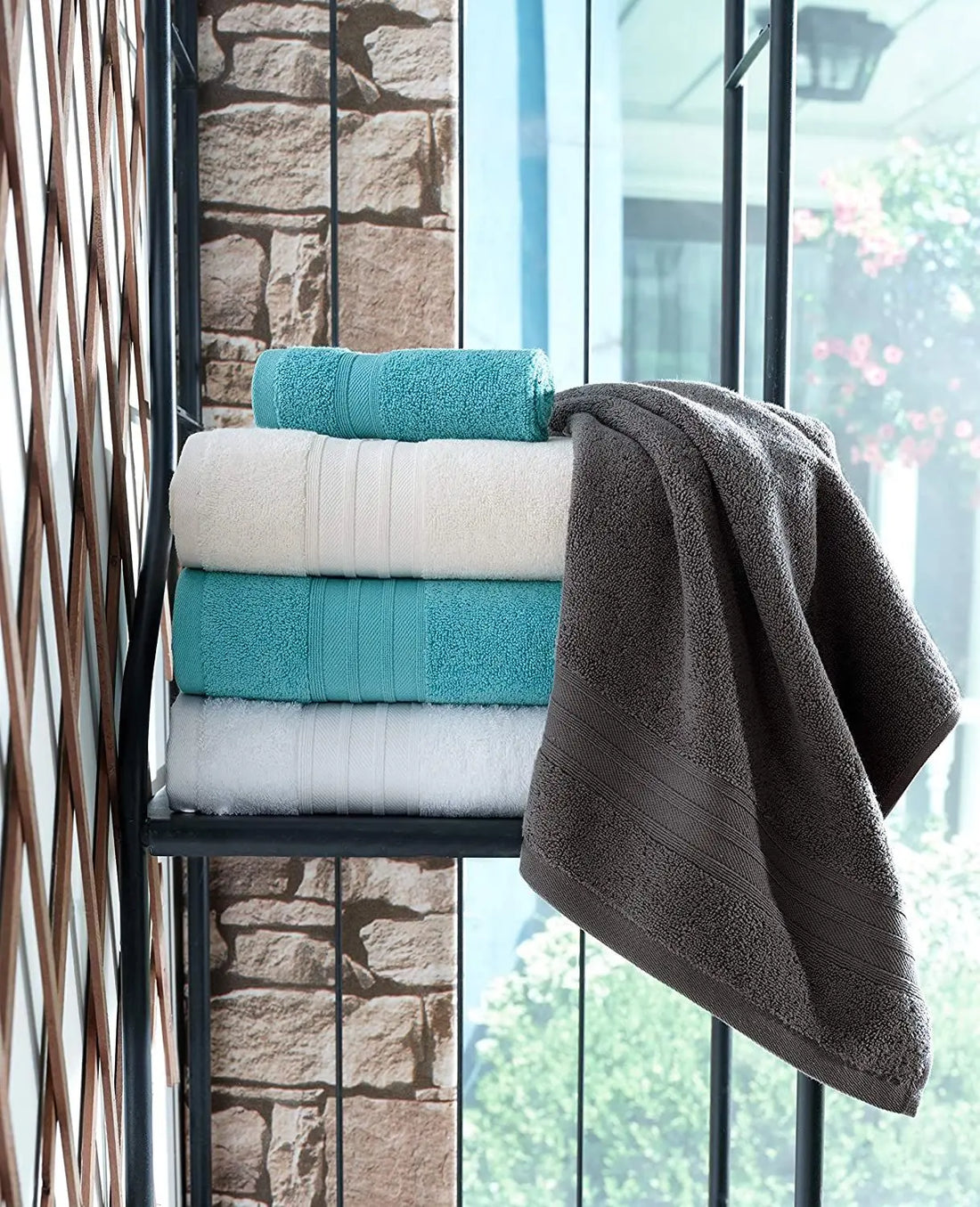 Linen Bath Towel Set 3 Pieces Soft and Absorbent;  Premium Quality Crimson Medea