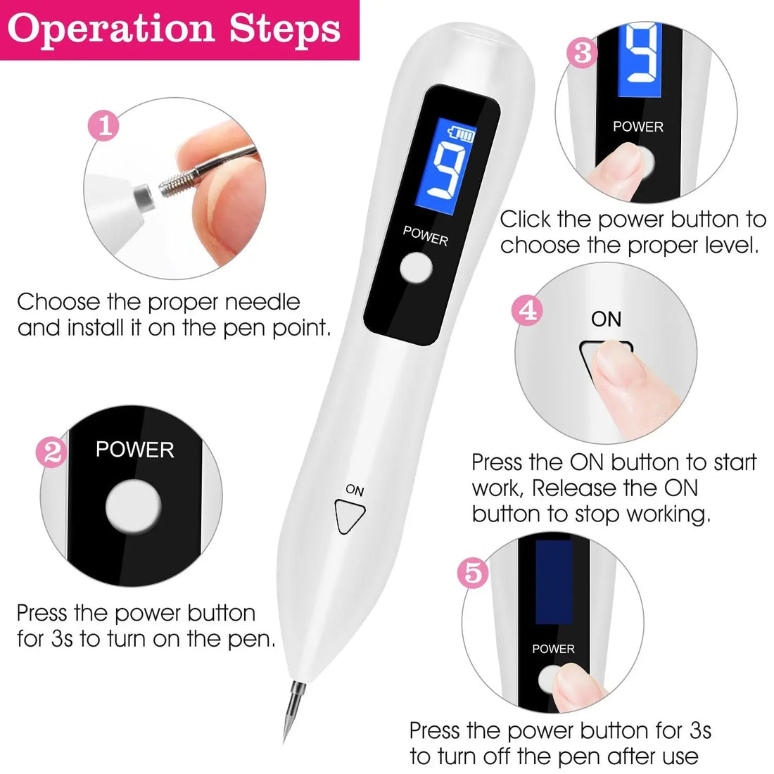 Skin Tag Repair Kit Portable Beauty Equipment Multi-Level with Home Crimson Medea