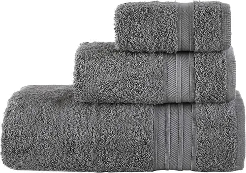 Linen Bath Towel Set 3 Pieces Soft and Absorbent;  Premium Quality Crimson Medea