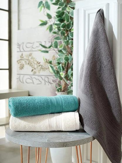 Linen Bath Towel Set 3 Pieces Soft and Absorbent;  Premium Quality Crimson Medea