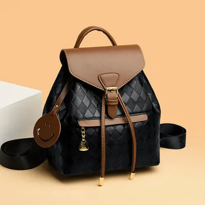 Female Backpack Casual Multifunction Women Leather Backpack Shoulder Crimson Medea