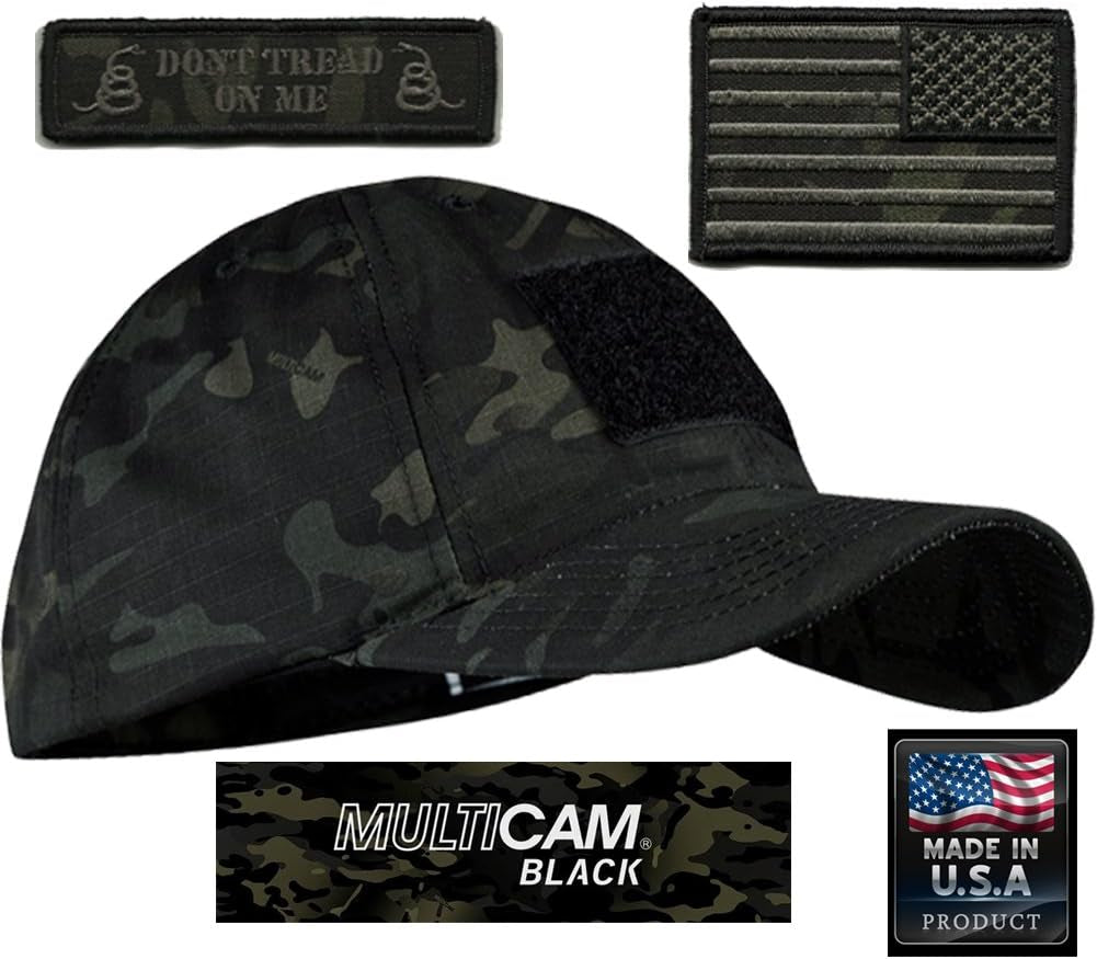 Multicam-Black Tactical Patch &amp; Hat Bundle (2 Patches + Hat)
