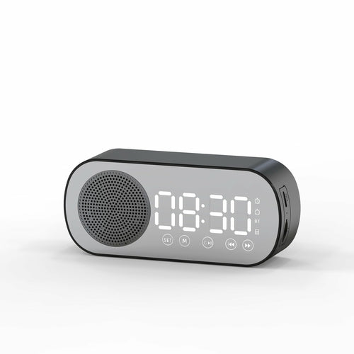 Music Alarm Clocks Mirror FM Radio LED Bluetooth Speaker Maroon Asteria