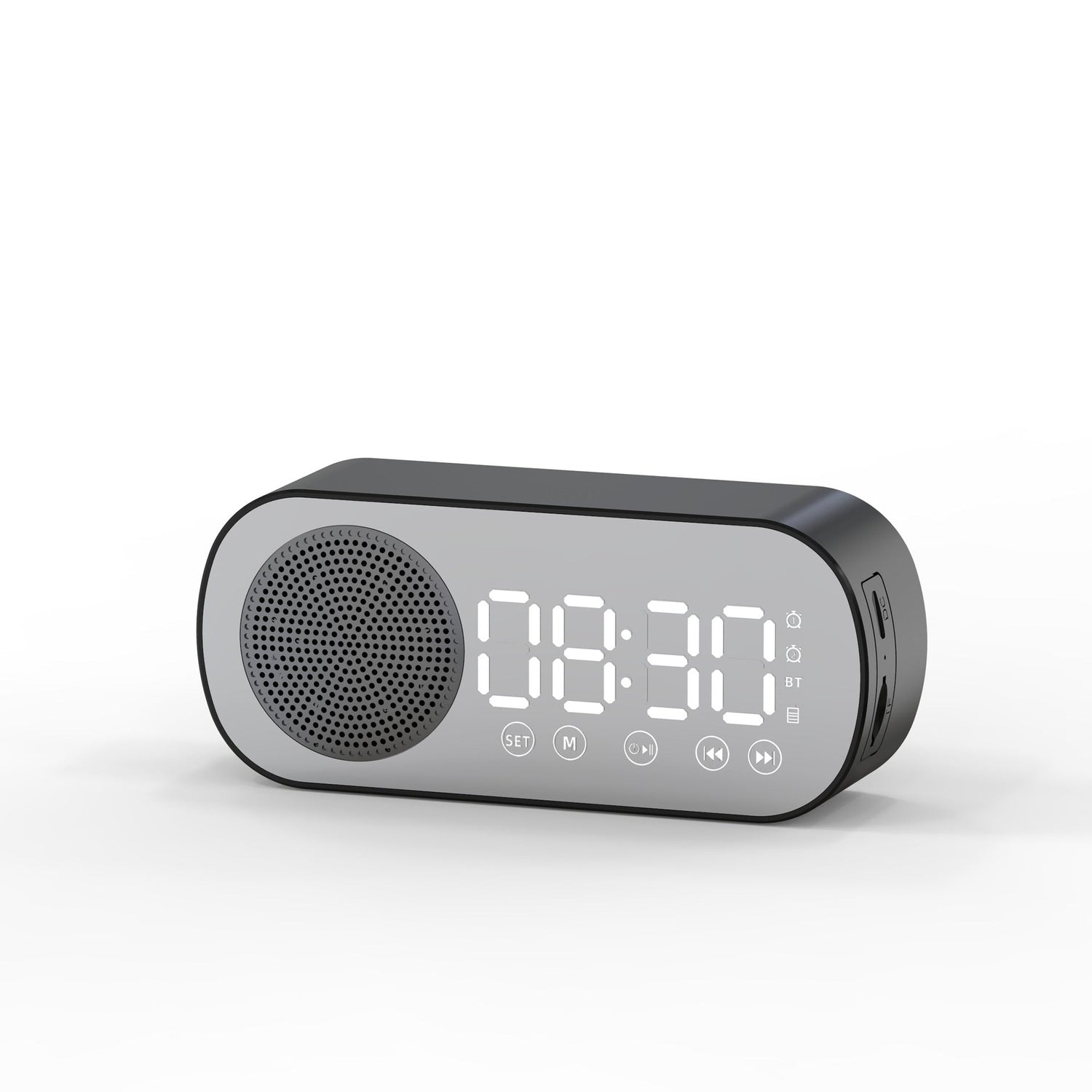 Music Alarm Clocks Mirror FM Radio LED Bluetooth Speaker Maroon Asteria