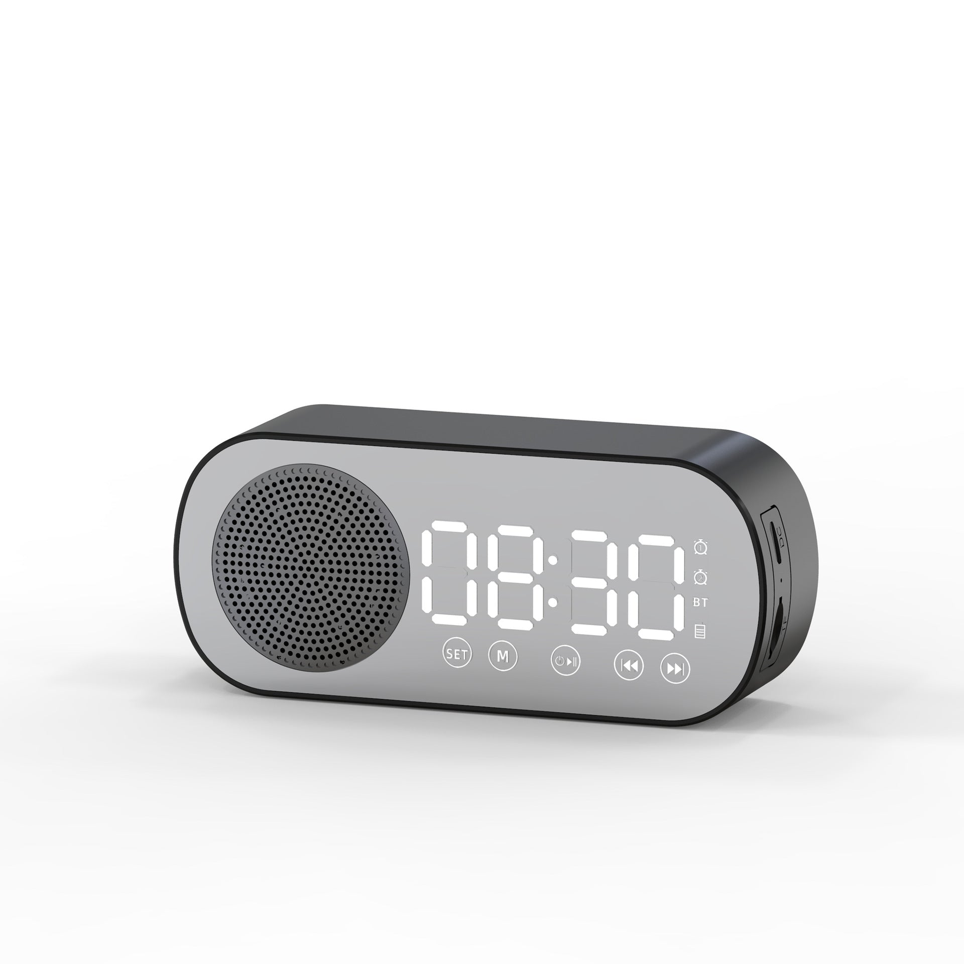 Music Alarm Clocks Mirror FM Radio LED Bluetooth Speaker Maroon Asteria