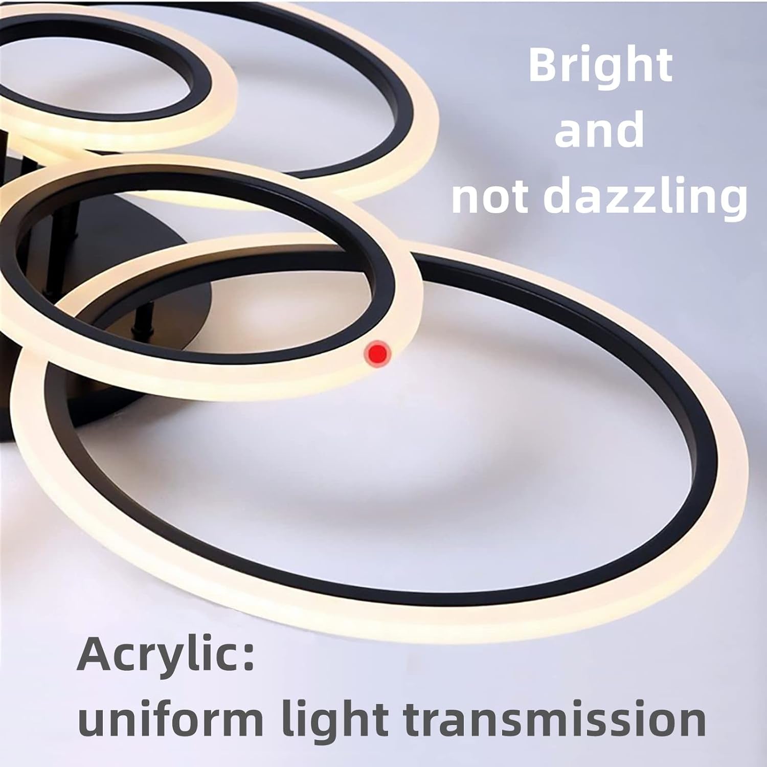 Modern LED Ceiling Light Fixture, 6 Rings Modern Ceiling Lamp, Remote Control Stepless Dimmable Black Modern Led Chandelier, Lamparas De Techo Modernas, for Livingroom, Bedroom, Diningroom
