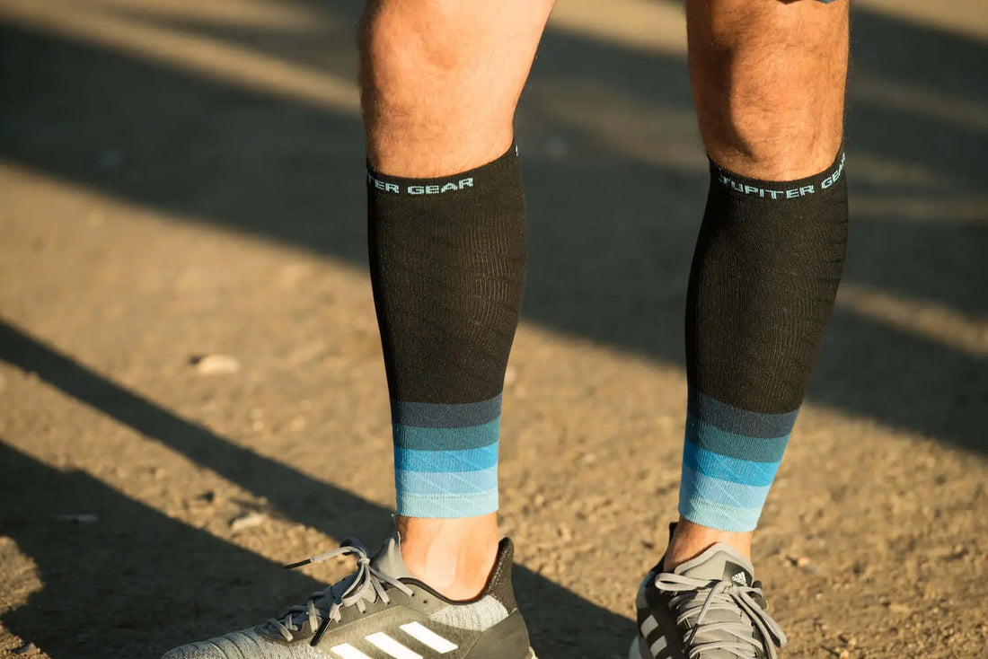 Endurance Compression Calf &amp; Leg Sleeve for Running and Hiking Black Lavender