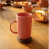 Ceramic Peach Coffee Mug With Wooden Lid Pink Lucy