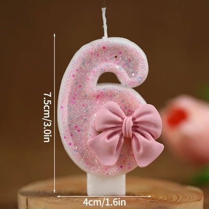 3D Number Cake Decorating Candle Pink Glitter Birthday Candles Digital Candle Cake Topper Birthday Party Anniversary Cake Decor