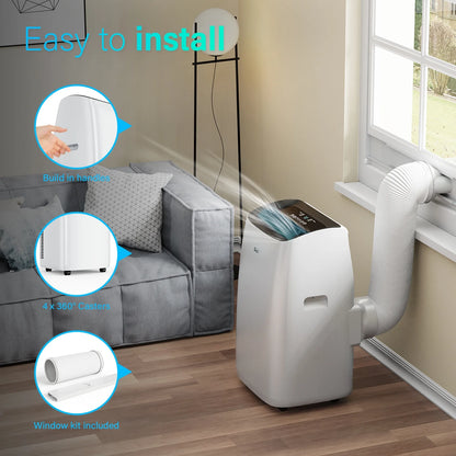 Portable Air Conditioner with Heat, 8150 BTU (12000 BTU ASHRAE) , Smart Wifi, Cools up to 350 Sq Ft, White