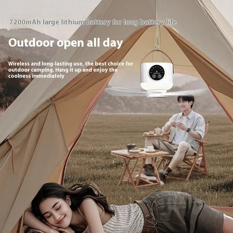 Multifunctional Light Small Ceiling Fan Outdoor Camping USB Crimson Medea