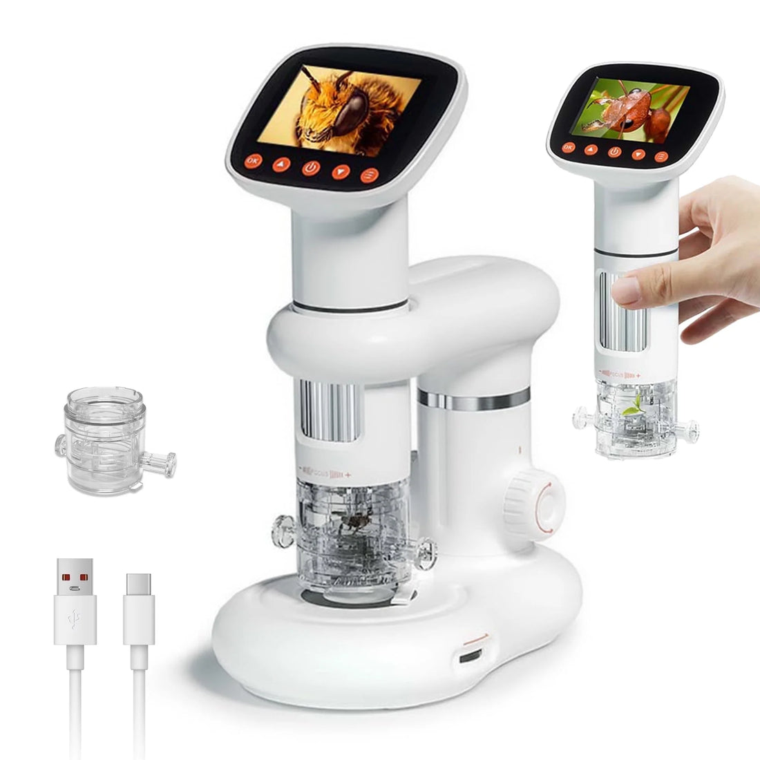 Digital Kids Microscope, 50X-1000X Magnification, 2MP Camera, 1080P Recording, STEM Toys for Ages 8-12