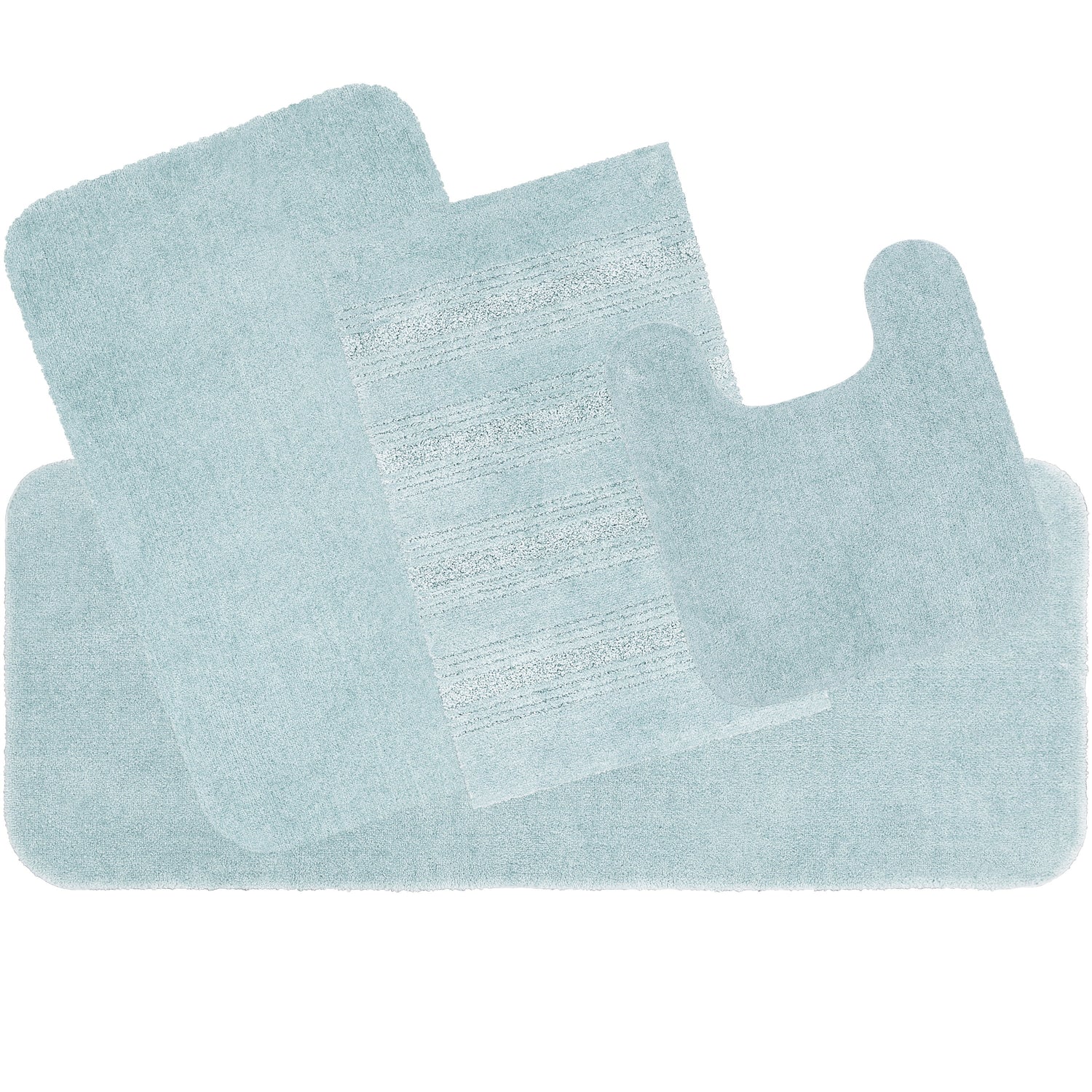 Solid Stripe Light Blue Nylon Bathroom Rug, 20&quot;X32&quot; - 1 Each