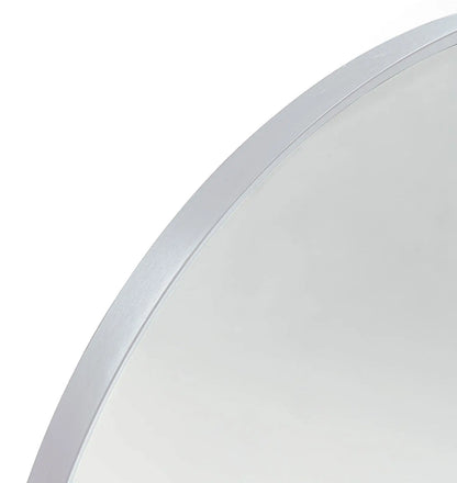 20x30 Inch Silver Metal Framed Arched Bathrrom Mirror for Wall. Sangria Beech