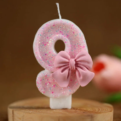 3D Number Cake Decorating Candle Pink Glitter Birthday Candles Digital Candle Cake Topper Birthday Party Anniversary Cake Decor