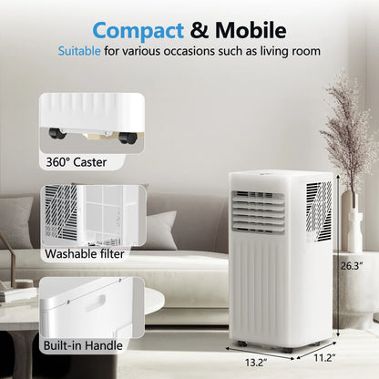 Portable Air Conditioners 8000 BTU Ashrae– 3-In-1 AC Unit, Dehumidifier &amp; Fan with 24-Hour Timer/Remote Control for Home/Office/Apartments/Dorm