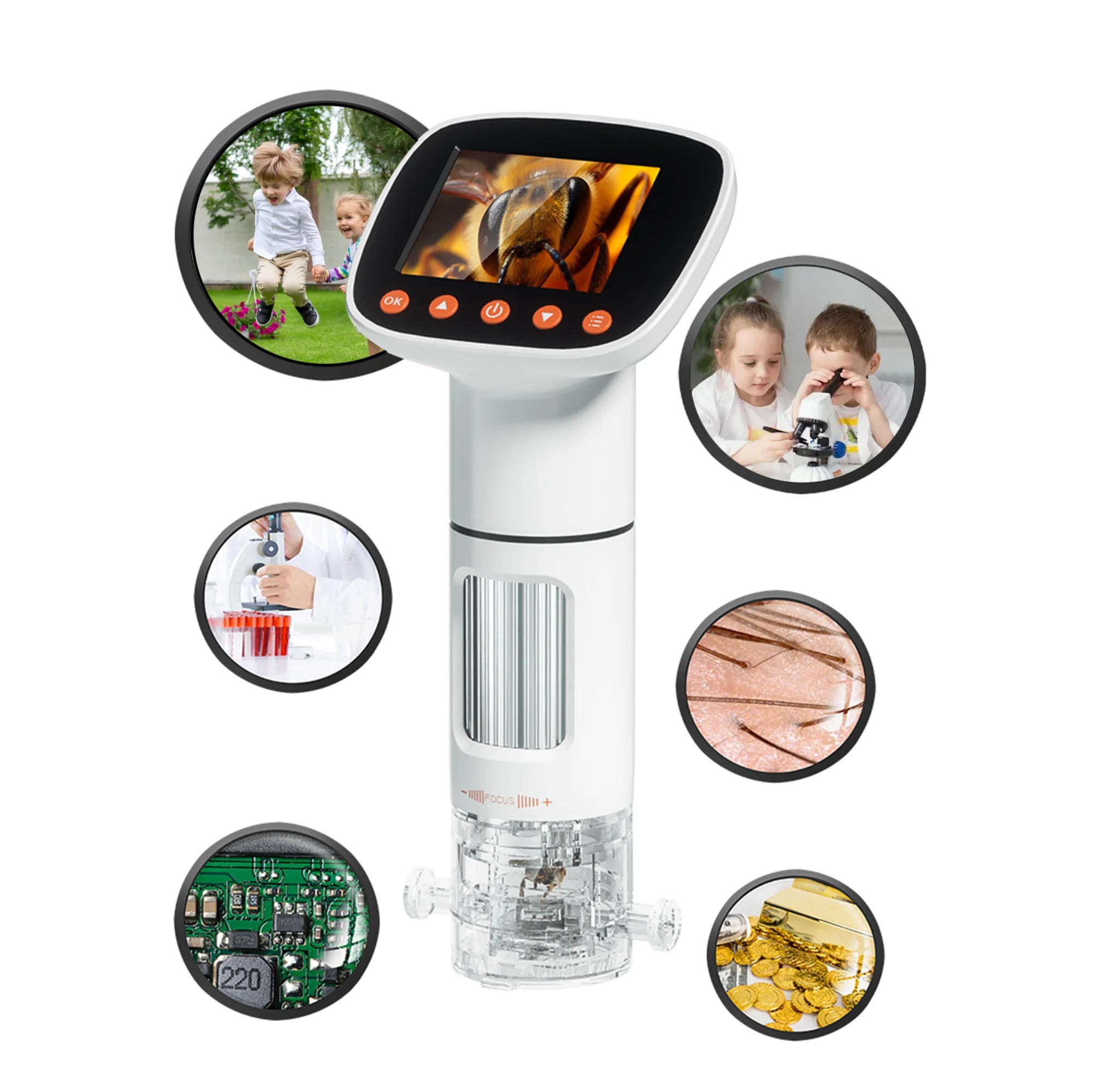 Digital Kids Microscope, 50X-1000X Magnification, 2MP Camera, 1080P Recording, STEM Toys for Ages 8-12