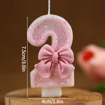 3D Number Cake Decorating Candle Pink Glitter Birthday Candles Digital Candle Cake Topper Birthday Party Anniversary Cake Decor
